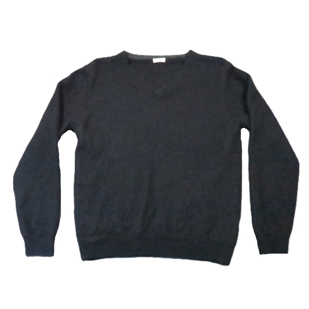 Cashmere Knit Pullover Sweater Womens S/M Black V-neck Minimalist‎ Luxury Office